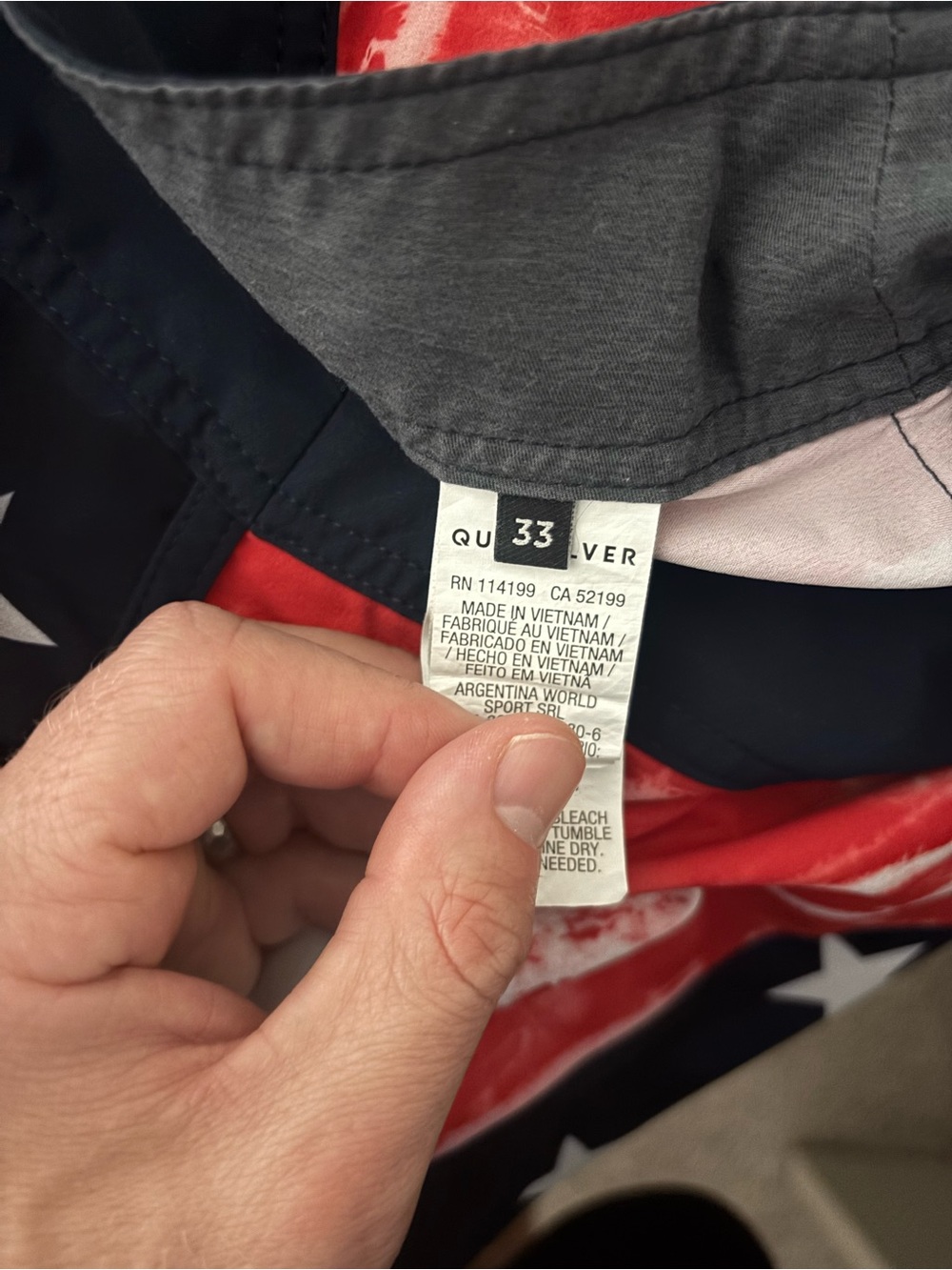Quiksilver Men’s Red, Navy & White Star-Spangled Boardshorts - Picture 5 of 6